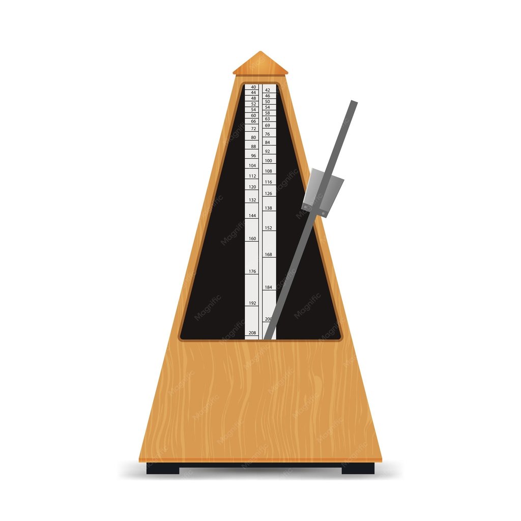 Wooden pyramid metronome with tempo scale and pendulum